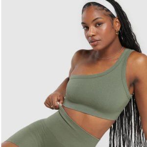 BNWT GYMSHARK COTTON SEAMLESS BRA SKIMS STYLE SZ SMALL 2024 BASE GREEN